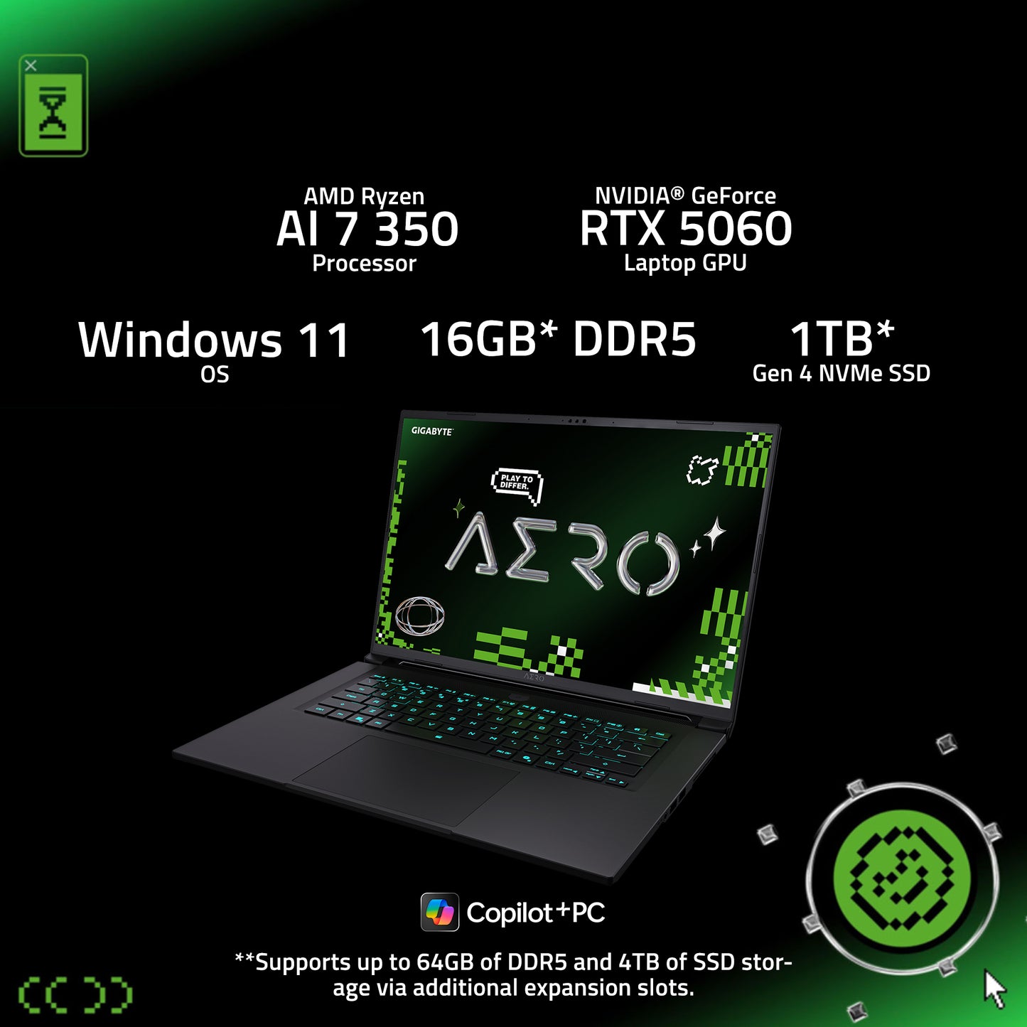 GIGABYTE AERO X16 | RTX 5060 | Ryzen Al 7 350 | Gaming Laptop