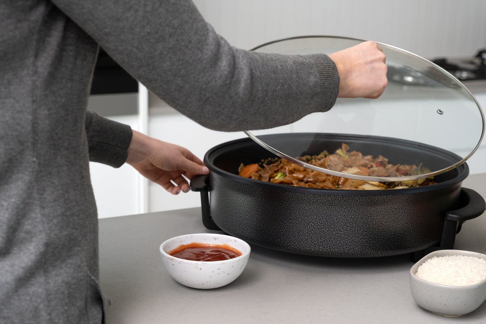 Healthy Choice Non-Stick Electric Fry Pan 38cm (Dark Grey)