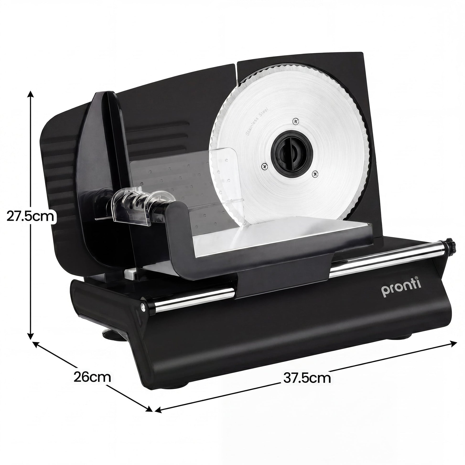Pronti Electric Deli and Food Slicer 200W with 2 Blades - Black