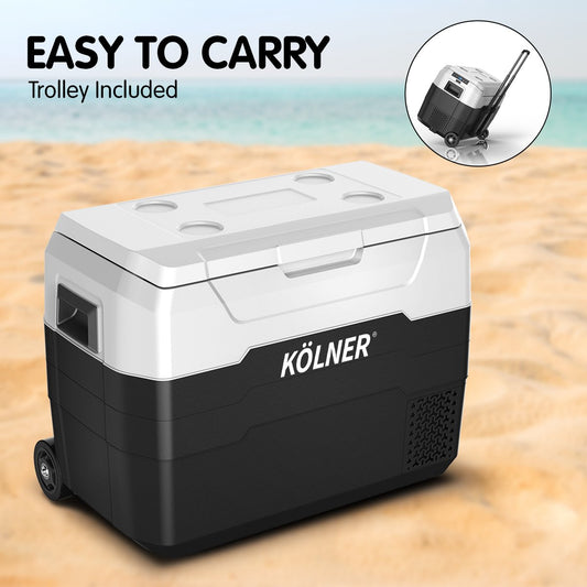 Kolner 40L Portable Fridge Cooler/Freezer with Trolley (Black)