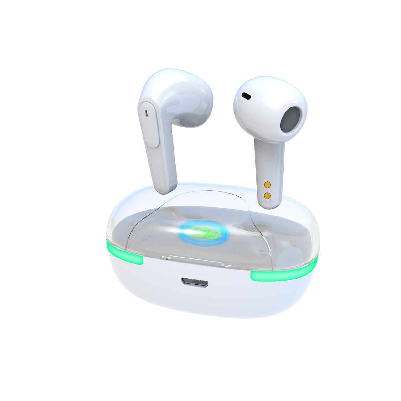 Laser TWS Earbuds with LED Display (White)