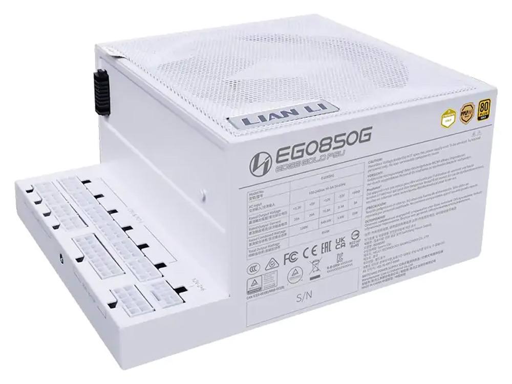 Lian Li Edge Gold 850W 80+ Gold Modular ATX 3.1 Power Supply - White (USB hub not included)