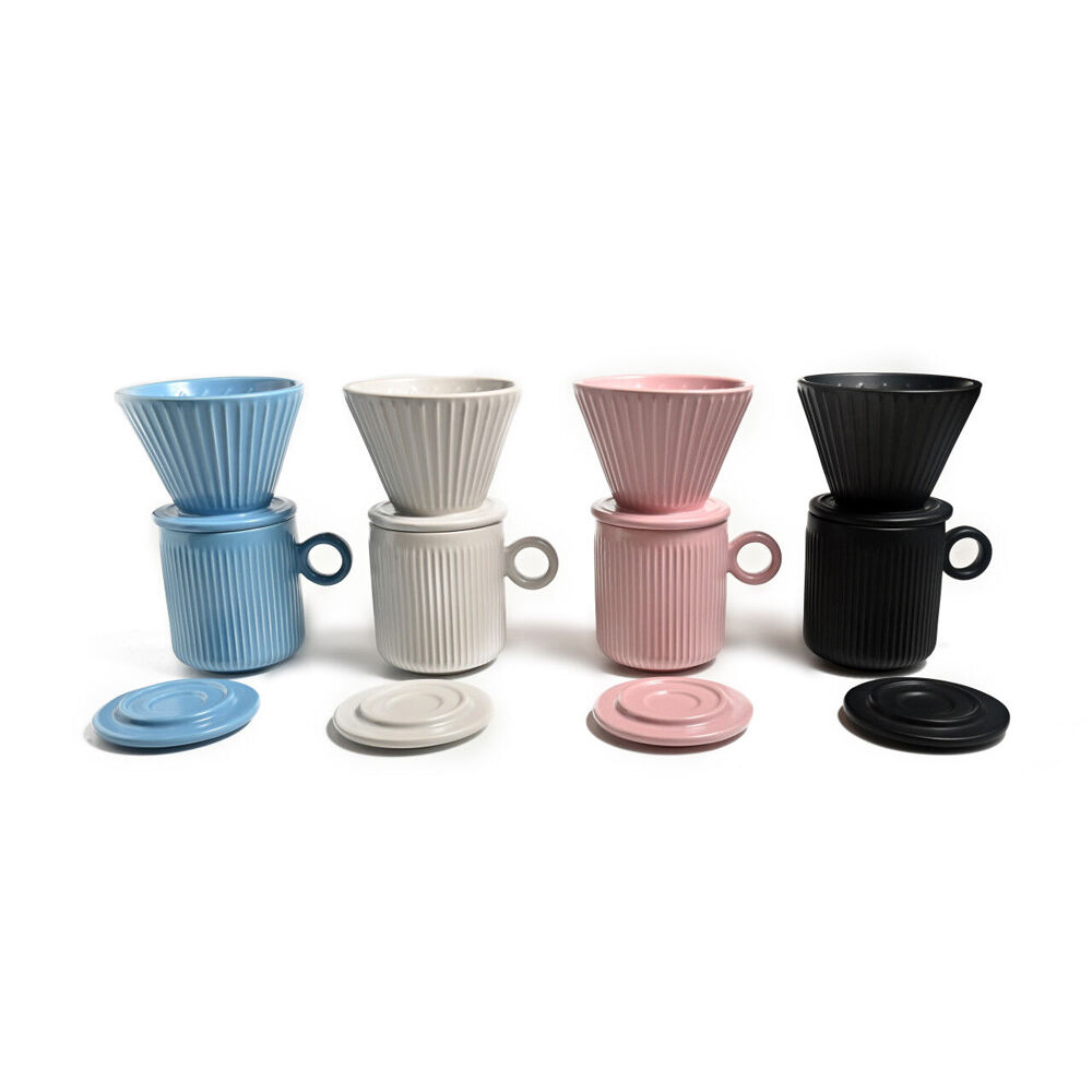 Coffee Culture 320ml Ceramic Coffee Pour Over Mug/Dripper with Filter Set (Black)