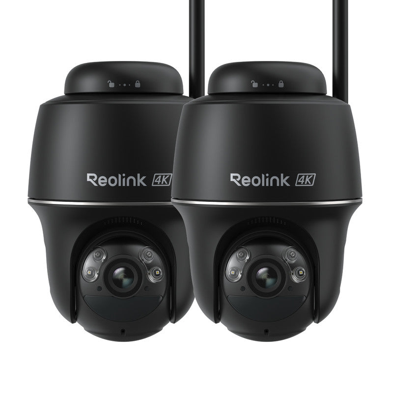 Reolink Argus PT Ultra 4K Pan Tilt Wireless Automatic Tracking Battery Security Camera 2 Pack (Black)