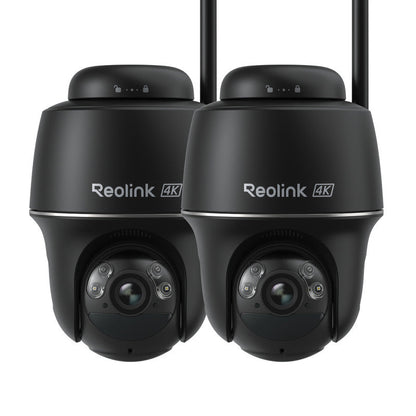 Reolink Argus PT Ultra 4K Pan Tilt Wireless Automatic Tracking Battery Security Camera 2 Pack (Black)