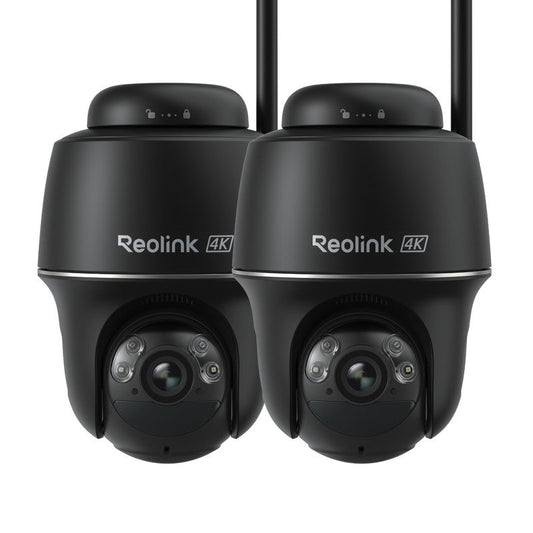 Reolink Argus PT Ultra 4K Pan Tilt Wireless Automatic Tracking Battery Security Camera 2 Pack (Black)