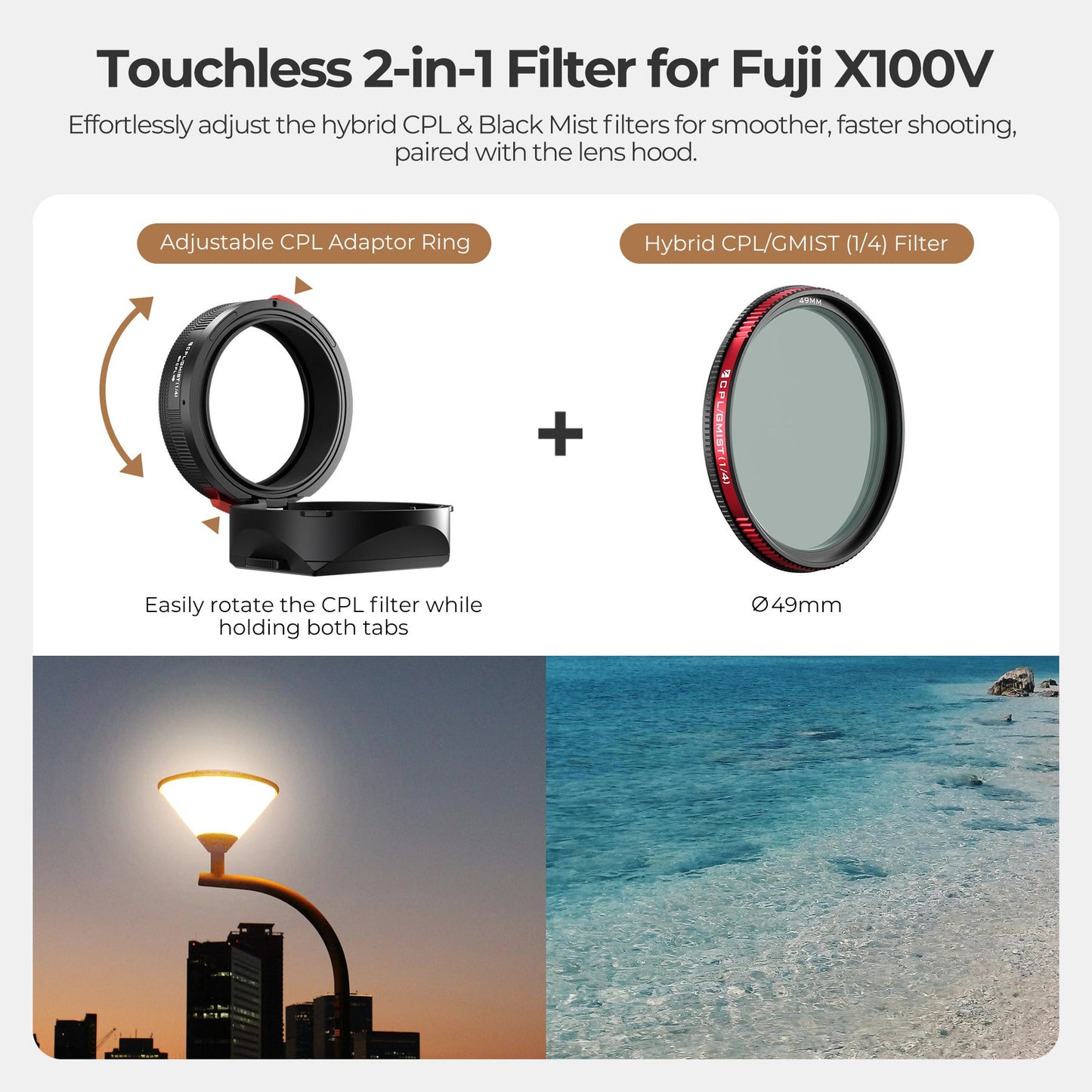 Freewell Real Lens Hood for Fuji X100 Series (Black)