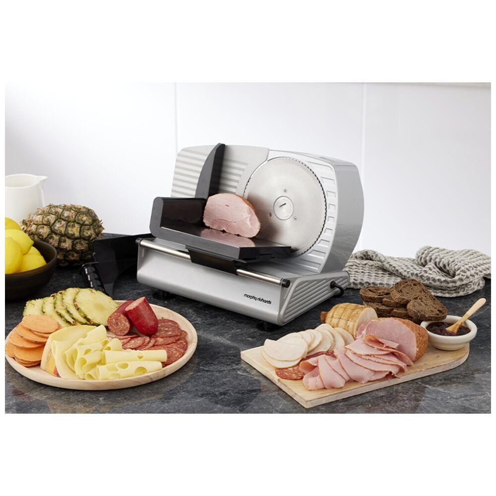 Morphy Richards Electric Food Slicer 200W DC Motor Stainless Steel (Silver)