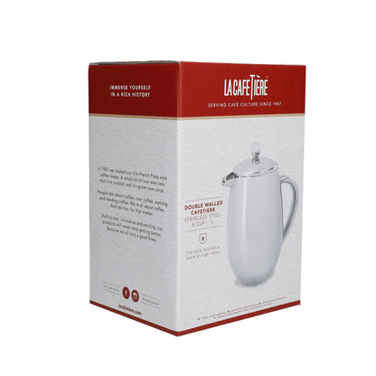 La Cafetiere Stainless Steel Double Walled Cafetiere French Press (8 Cup/1.0L)