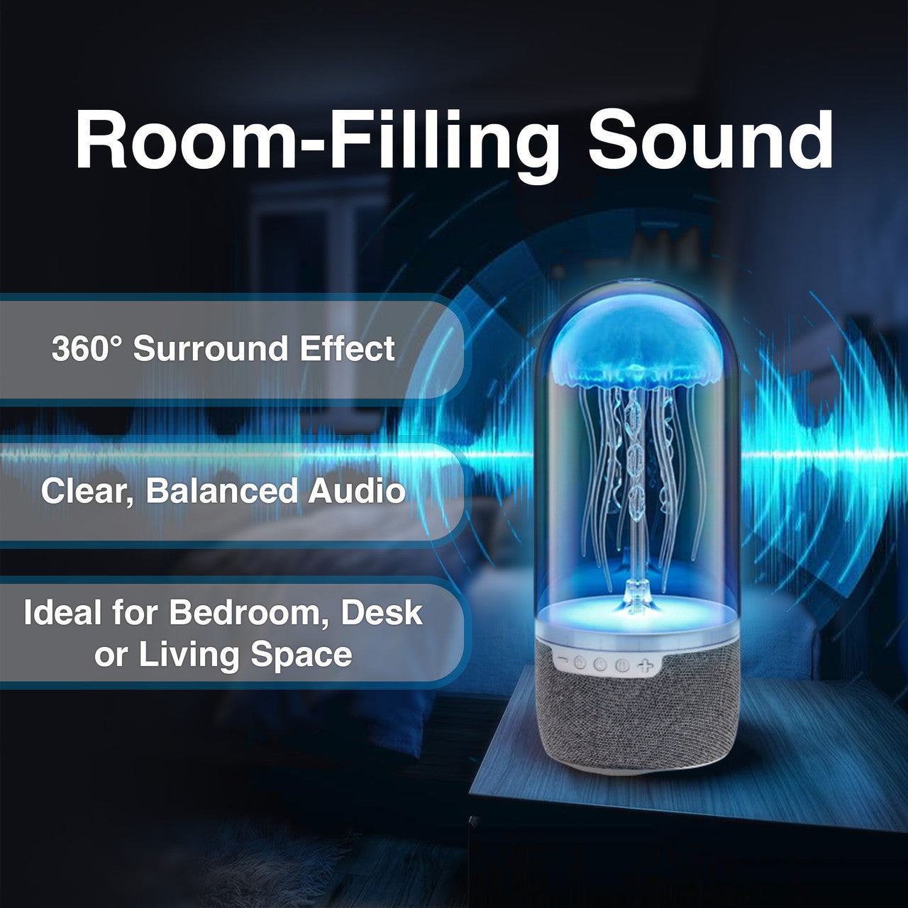 Laser Jellyfish Bluetooth Speaker with Night Light (Silver)