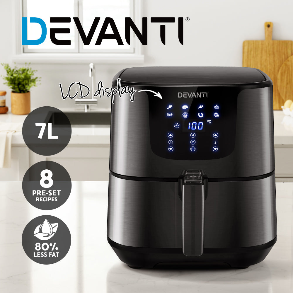 Devanti Air Fryer 7L LCD Fryers (Black)