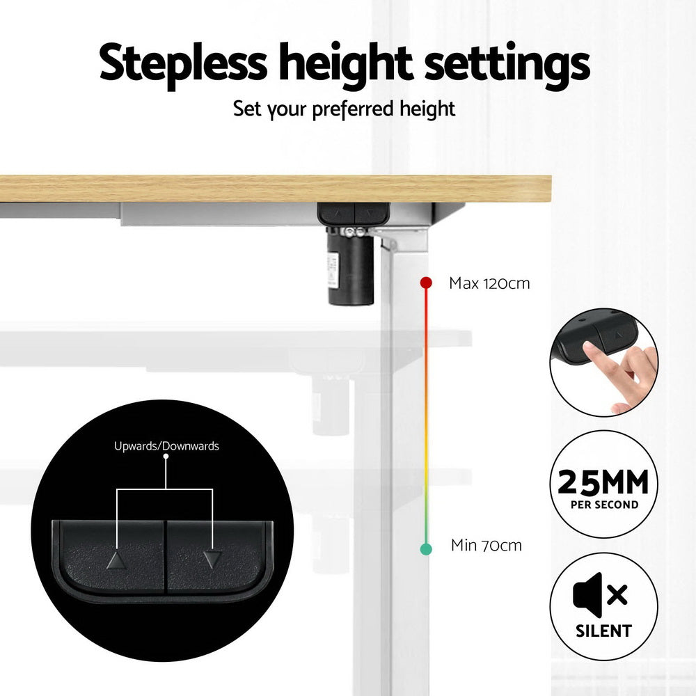 Artiss Standing Desk Motorised Sit Stand Desks White Oak 120CM