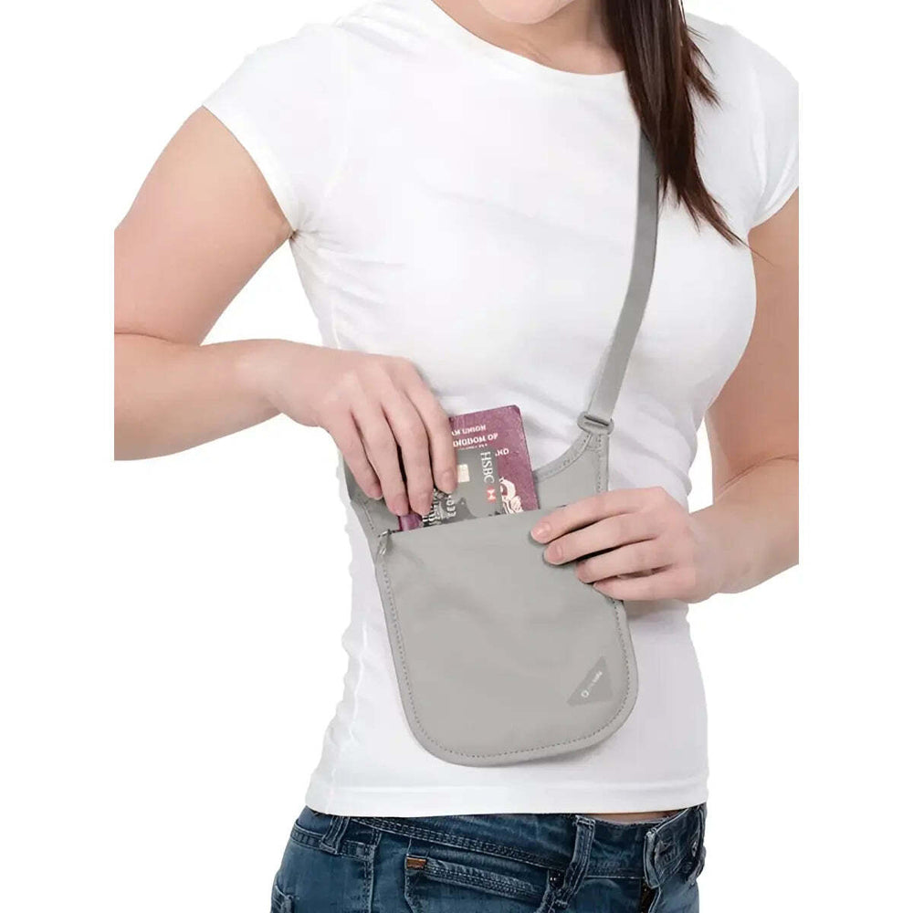 Pacsafe Coversafe V75 RFID Blocking Neck Pouch - Grey