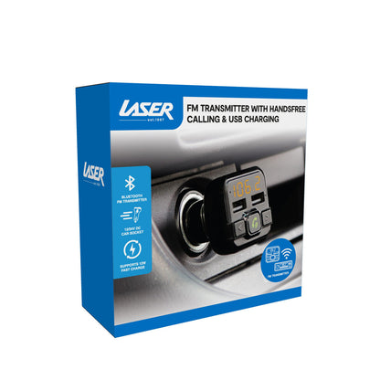 Laser Bluetooth FM Transmitter with USB Charging (Black)