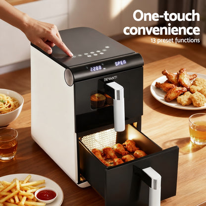 Devanti Air Fryer Oven 11L Dual Zone Fryers (White)