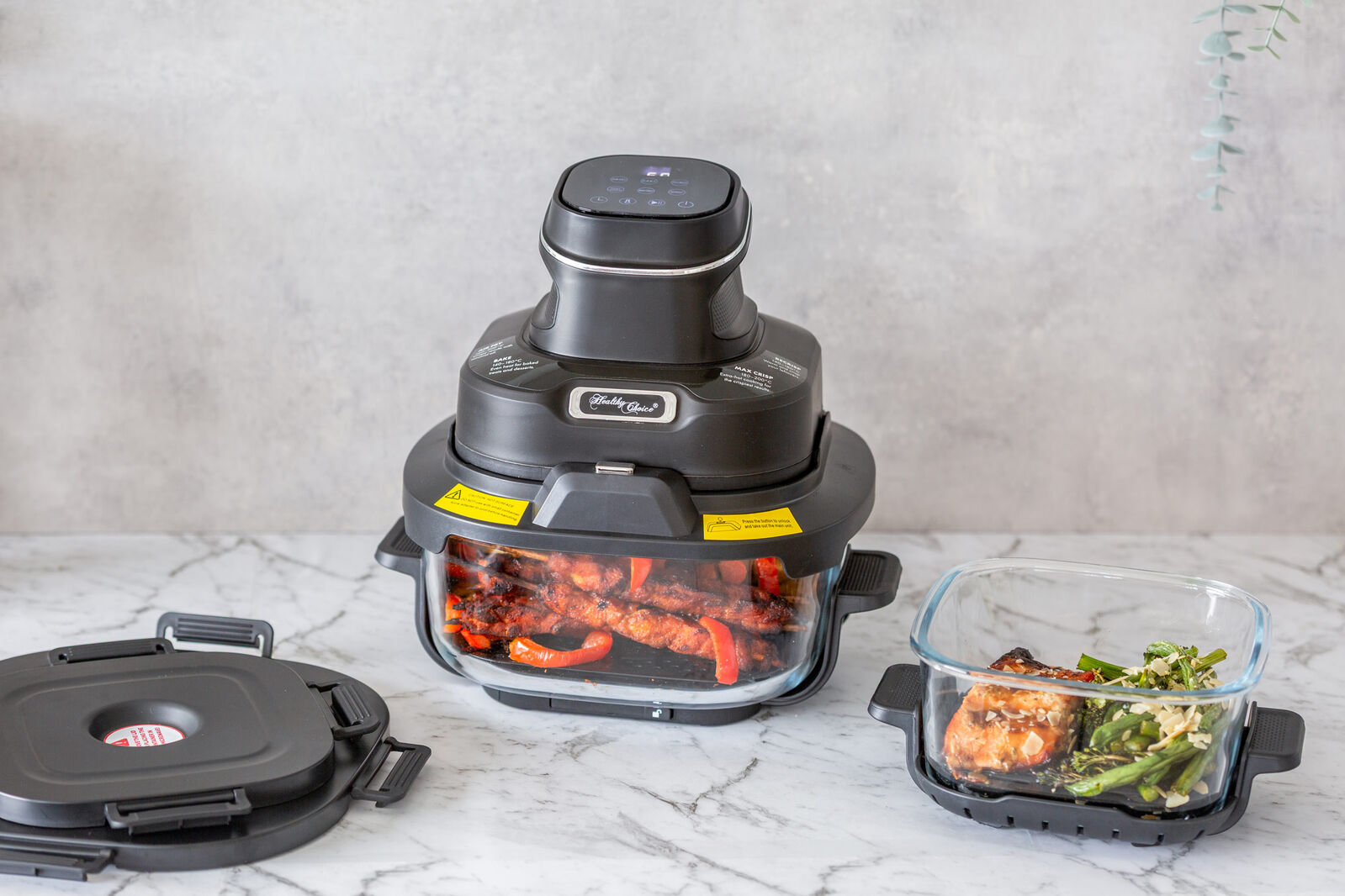 Healthy Choice Crisp N Go Air Fryer Dual Glass Bowl 4.5L