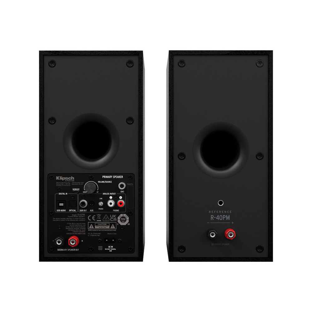 Klipsch R-40PM Powered Wireless Bluetooth Bookshelf 70W Speakers (2x) Black