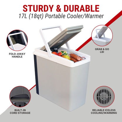 Koolatron 17l Grey 12v Personal Cooler Portable Travel Fridge