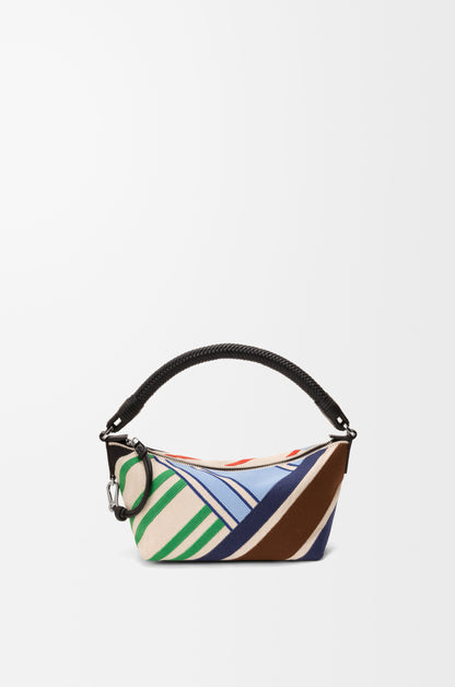 Cala mini bag in embroidered canvas and calfskin