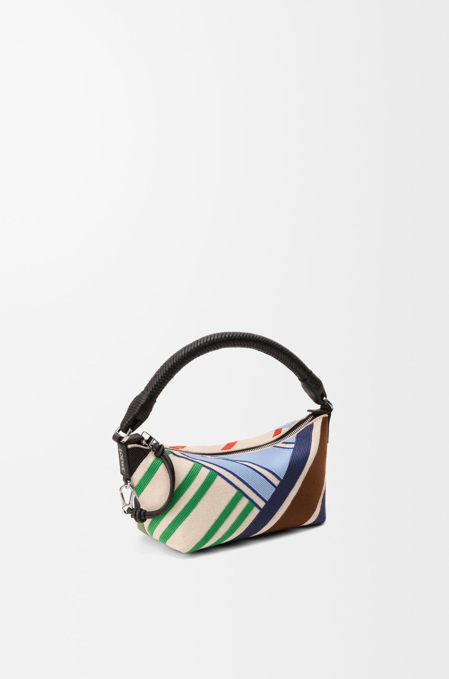 Cala mini bag in embroidered canvas and calfskin