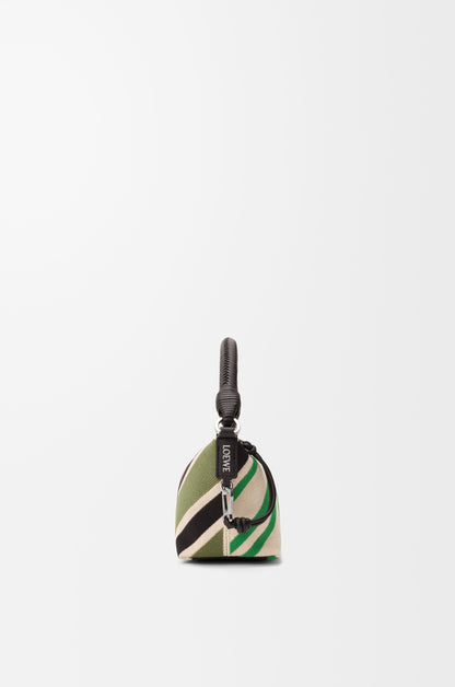 Cala mini bag in embroidered canvas and calfskin