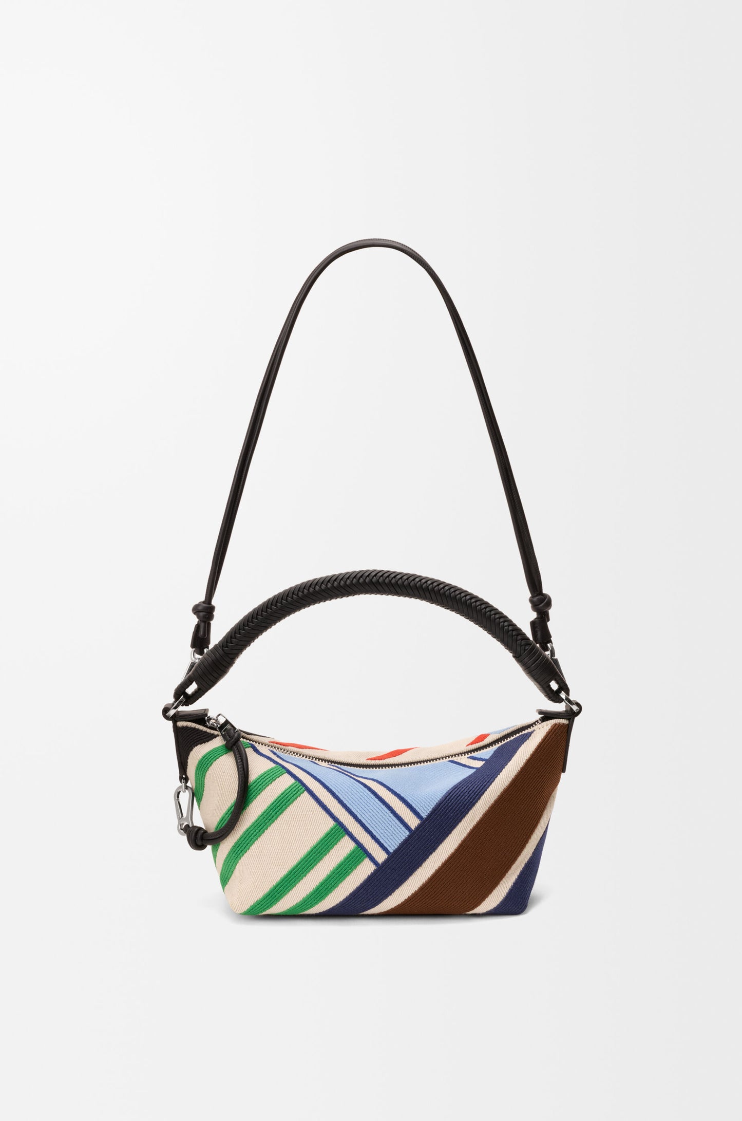 Cala mini bag in embroidered canvas and calfskin