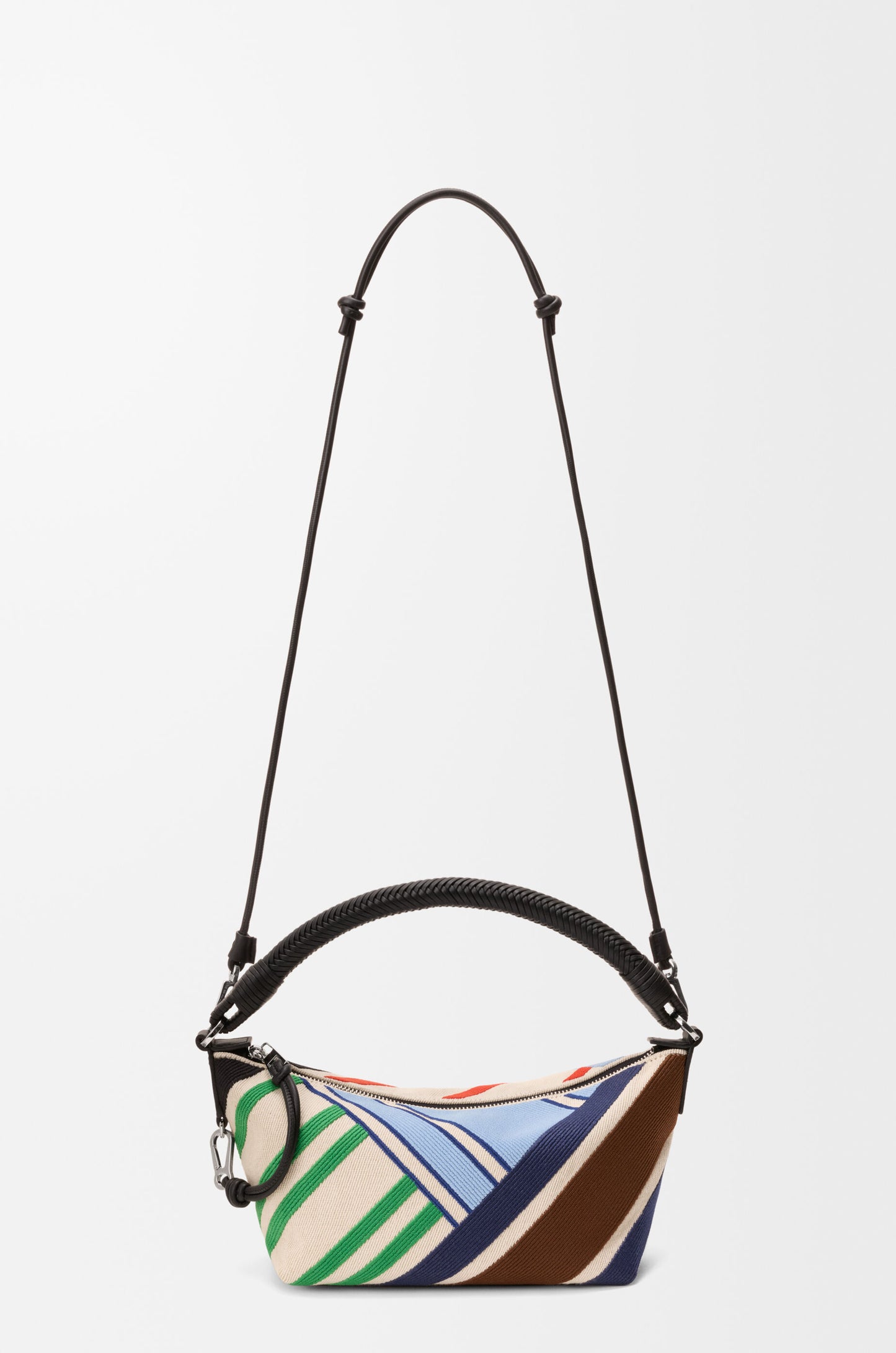 Cala mini bag in embroidered canvas and calfskin