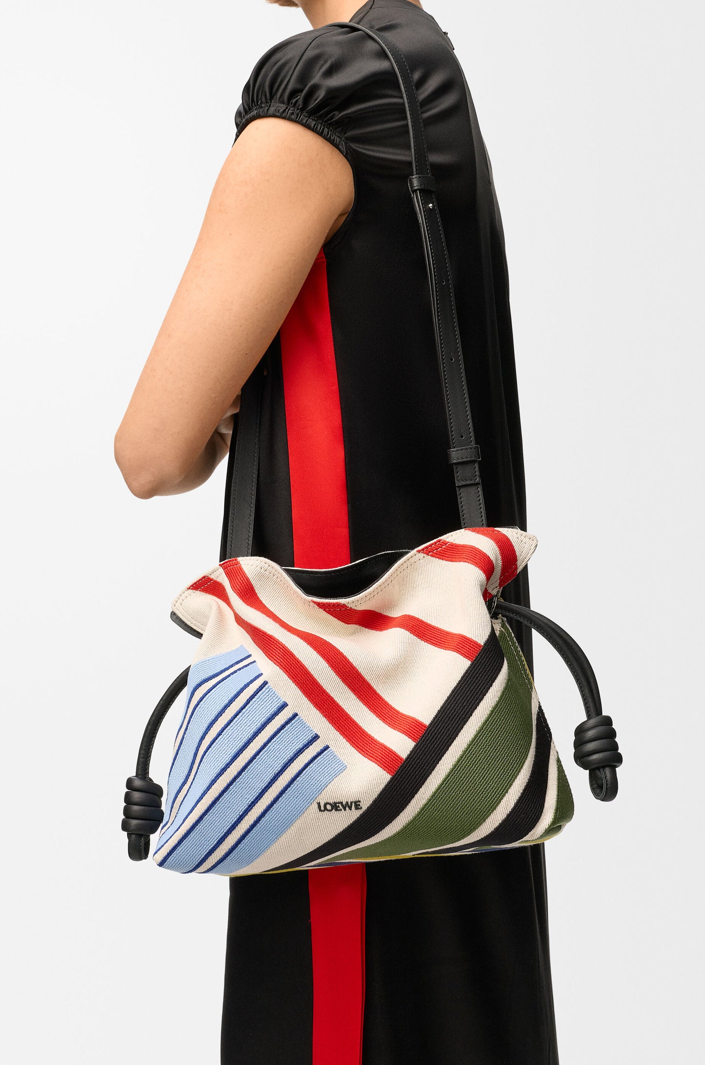 Medium Flamenco clutch in embroidered canvas