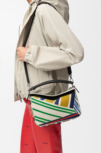 Small Puzzle bag in embroidered canvas