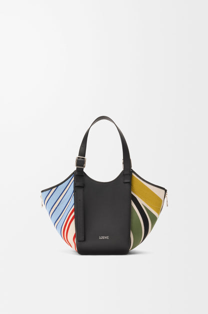 Hammock Flip bag in embroidered canvas and calfskin