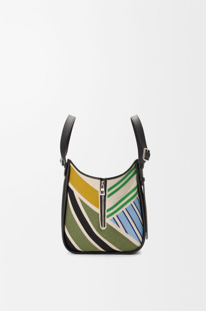 Hammock Flip bag in embroidered canvas and calfskin