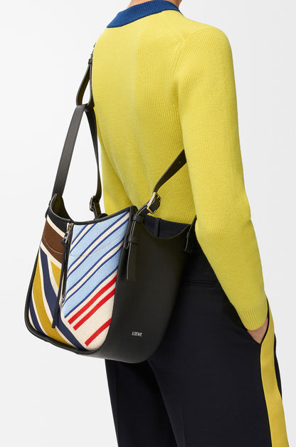 Hammock Flip bag in embroidered canvas and calfskin