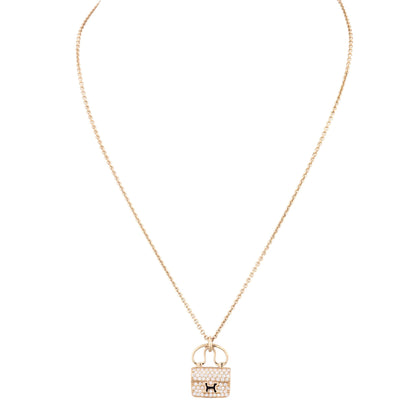 Hermes Amulettes Constance Pendant Diamond 18k Rose Gold Necklace