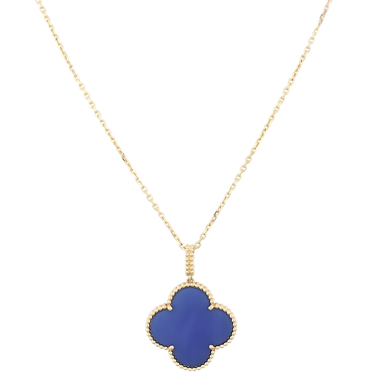 Van Cleef & Arpels Magic Alhambra Agate 18k Yellow Gold Pendant Necklace