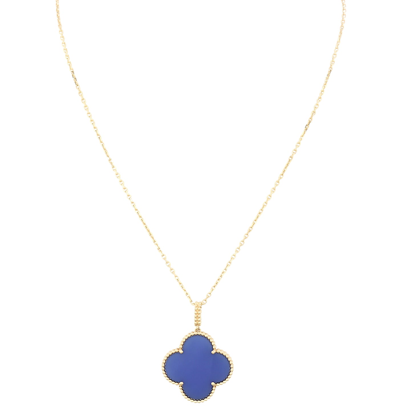 Van Cleef & Arpels Magic Alhambra Agate 18k Yellow Gold Pendant Necklace