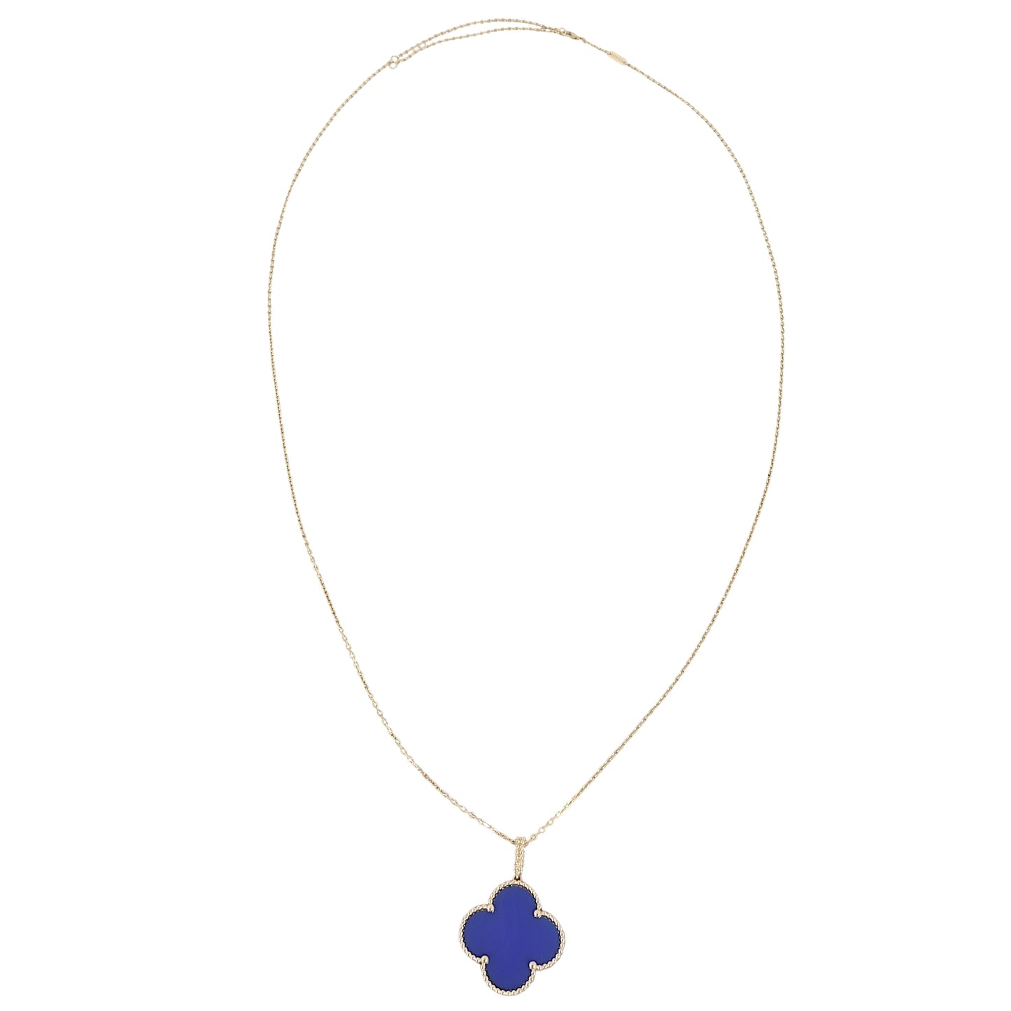Van Cleef & Arpels Magic Alhambra Agate 18k Yellow Gold Pendant Necklace