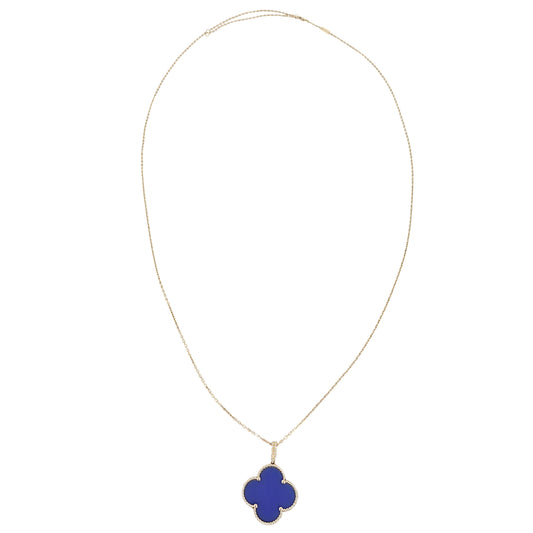 Van Cleef & Arpels Magic Alhambra Agate 18k Yellow Gold Pendant Necklace