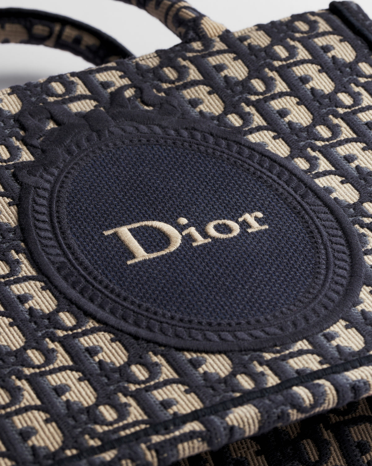 Small Dior Book Tote with Strap Blue Dior Oblique Jacquard and Embroidered Dior Médaillon