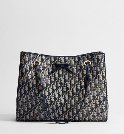 Medium Dior Promenade Shopping Bag Blue Dior Oblique Jacquard