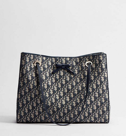 Medium Dior Promenade Shopping Bag Blue Dior Oblique Jacquard