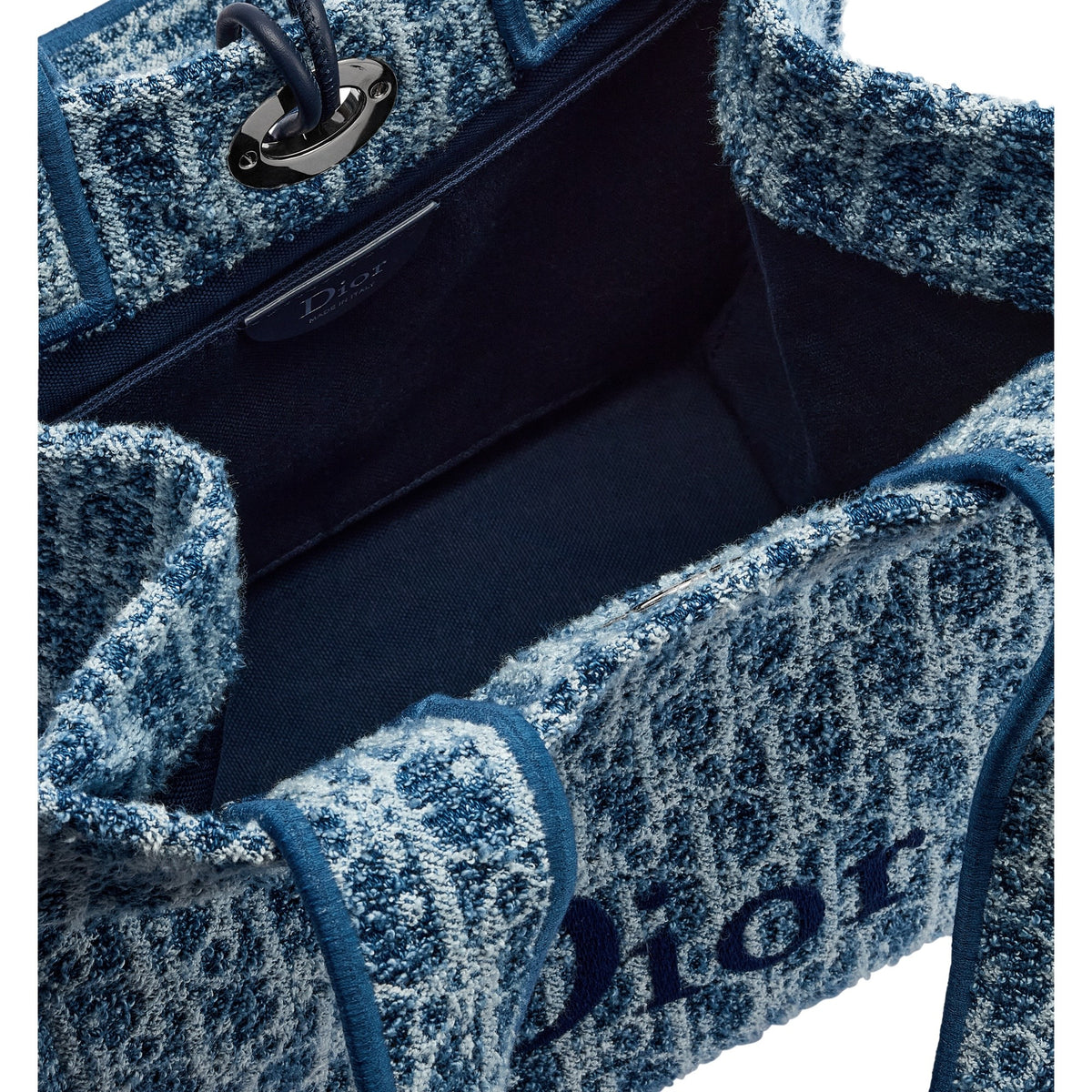 Dioriviera Small Spongy Book Tote Blue Spongy Dior Oblique Fabric