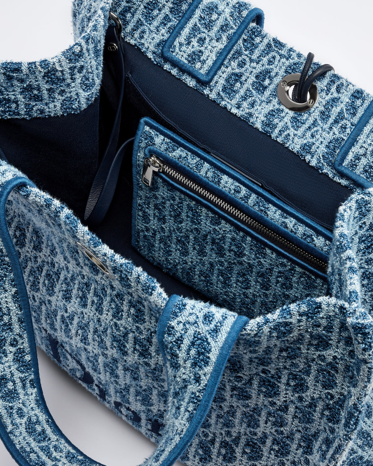 Dioriviera Medium Spongy Book Tote Blue Spongy Dior Oblique Fabric
