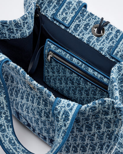 Dioriviera Medium Spongy Book Tote Blue Spongy Dior Oblique Fabric