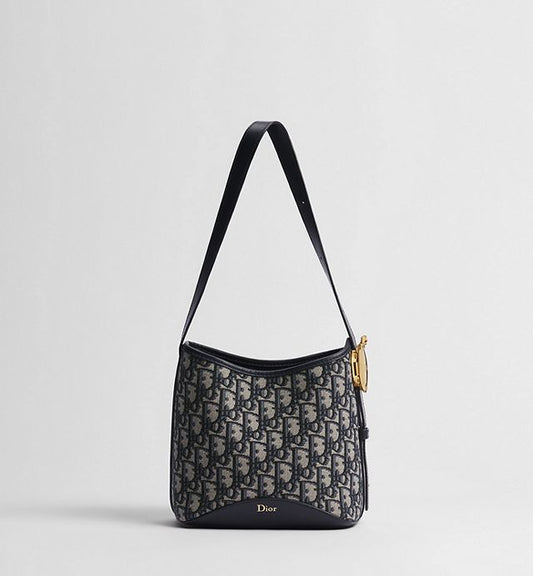 Small Dior Médaillon Bucket Bag Blue Dior Oblique Jacquard