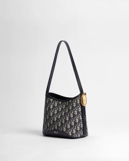 Small Dior Médaillon Bucket Bag Blue Dior Oblique Jacquard