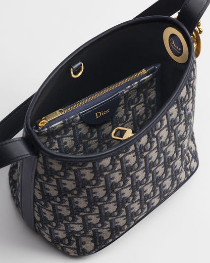 Small Dior Médaillon Bucket Bag Blue Dior Oblique Jacquard