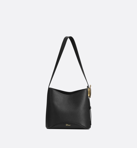 Small Dior Médaillon Bucket Bag Black Grained Calfskin