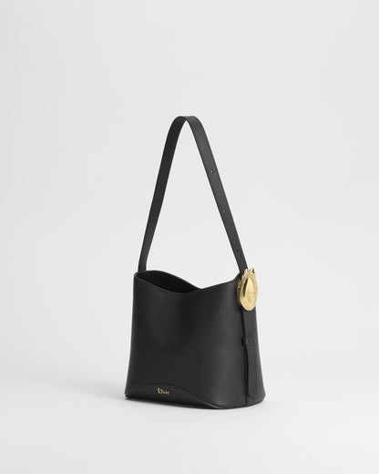 Small Dior Médaillon Bucket Bag Black Grained Calfskin
