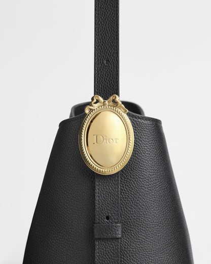Small Dior Médaillon Bucket Bag Black Grained Calfskin