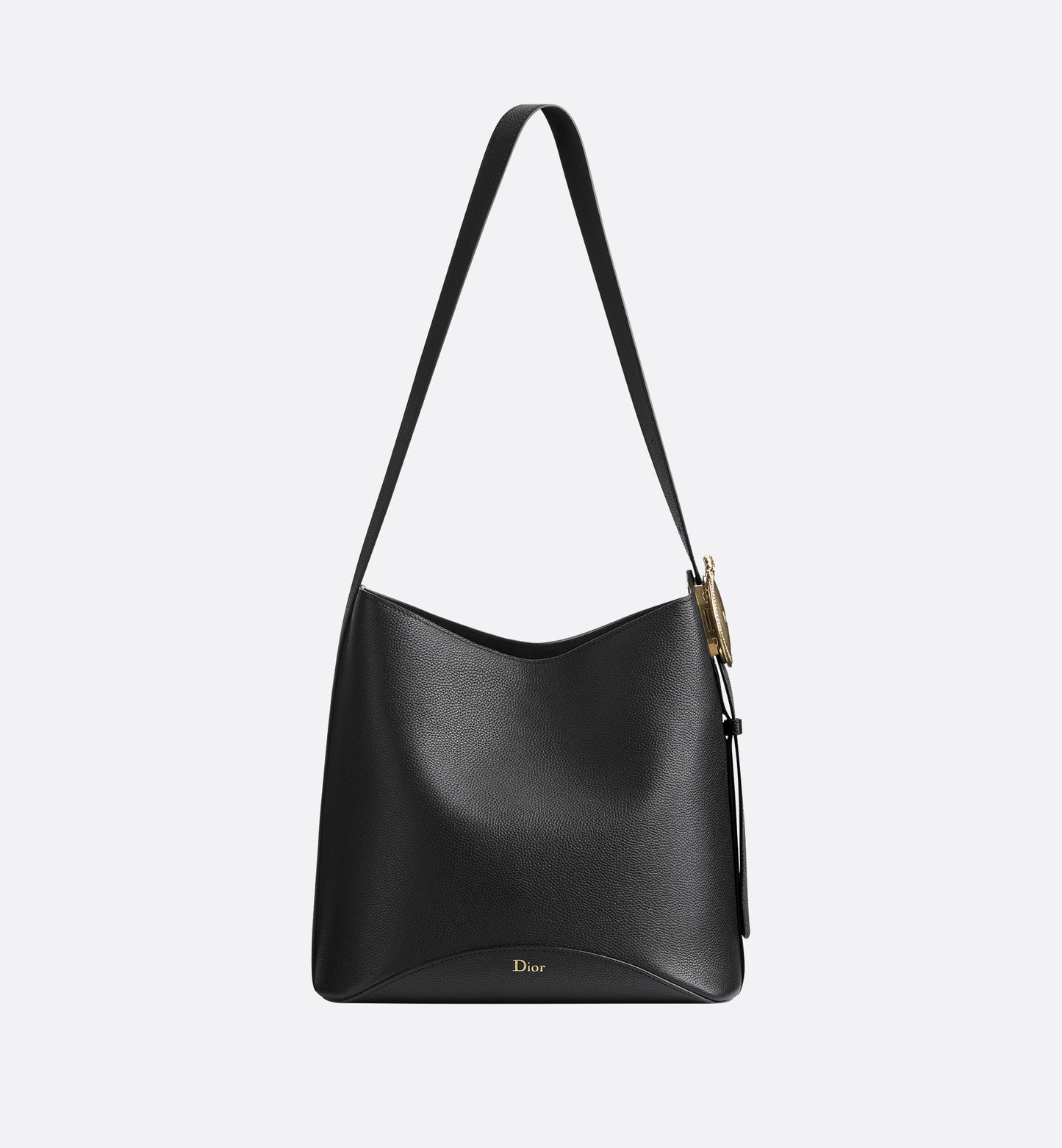 Medium Dior Médaillon Bucket Bag Black Grained Calfskin